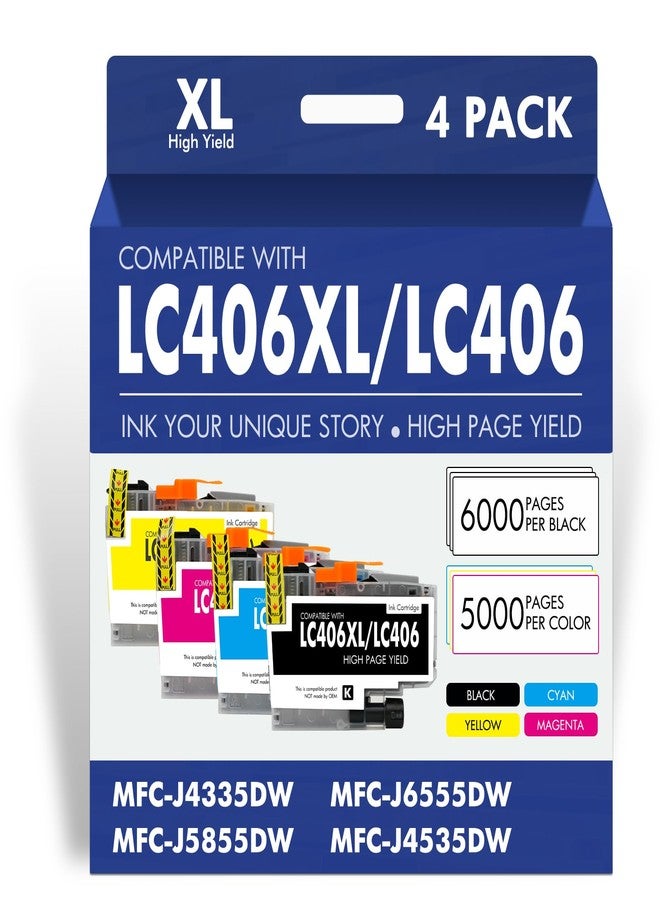 Cool Toner LC406 LC406XL Ink Cartridges for Brother Printer for Brother LC406 Ink Cartridges MFC-J4335DW MFC-J5855DW MFC-J6555DW MFC-J4535DW MFC-J6955DW (4 Pack Black Cyan Magenta Yellow) - Image 1