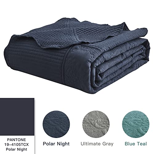 HZ & HY Oversized King Bedspread 128x120 Extra Wide, Quilted Coverlet Bedding Set, Lightweight Thin Comforter, Reversible, 5 Piece, 100% Microfiber, Polar Night - Image 4