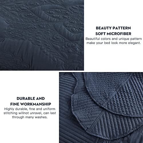 HZ & HY Oversized King Bedspread 128x120 Extra Wide, Quilted Coverlet Bedding Set, Lightweight Thin Comforter, Reversible, 5 Piece, 100% Microfiber, Polar Night - Image 5