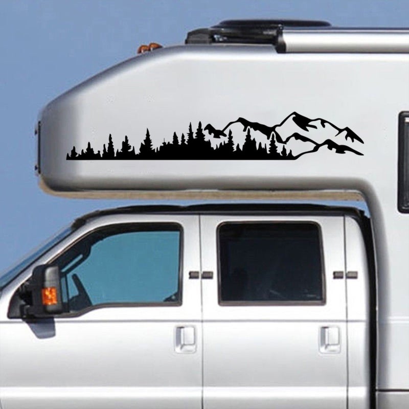 Car Stickers: Black Vinyl Mountains & Forest Graphic - Waterproof Durable Scratch Cover Vehicle Decals for SUV, Truck, Off-Road Vehicles - Image 4
