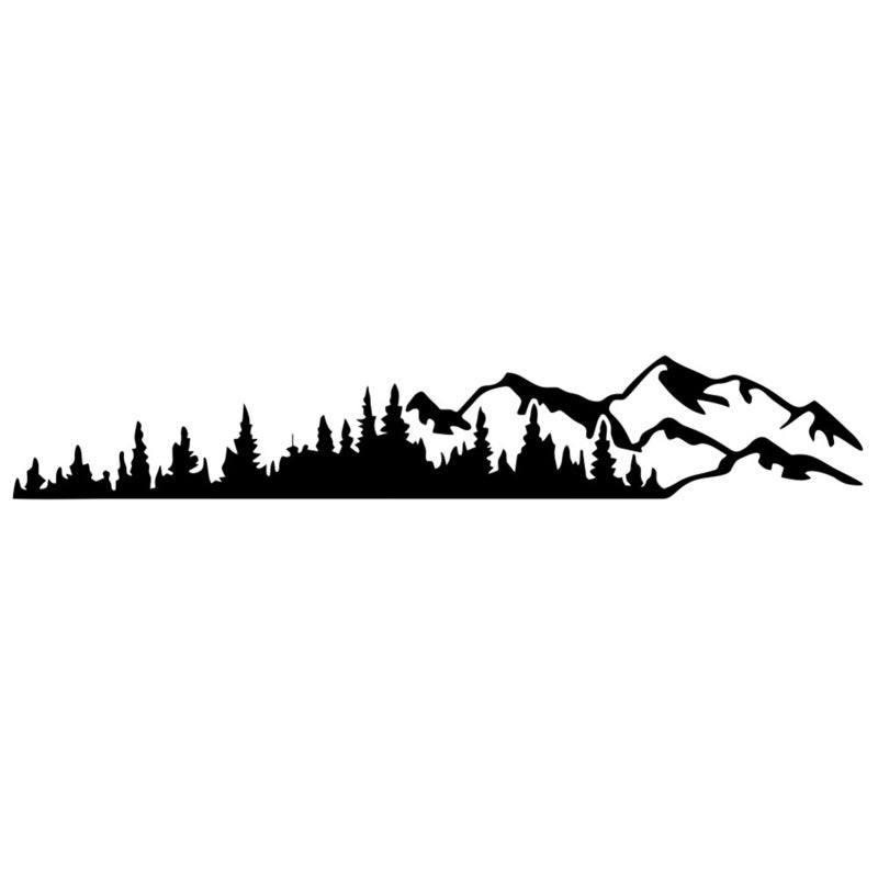 Car Stickers: Black Vinyl Mountains & Forest Graphic - Waterproof Durable Scratch Cover Vehicle Decals for SUV, Truck, Off-Road Vehicles - Image 1