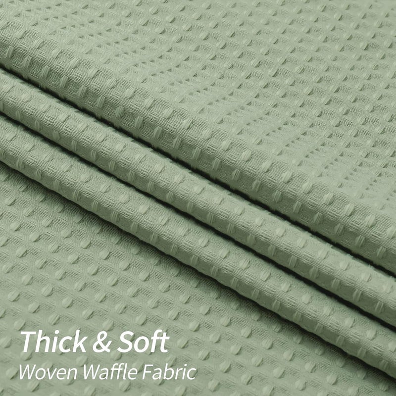 MitoVilla Green Waffle Small Stall Shower Curtain 36 x 72, Sage Green Half Size Shower Curtain Liner, Farmhouse Fabric Narrow Shower Curtains for Bathroom Decor, 36 inch Weighted Shower Curtain Set - Image 3