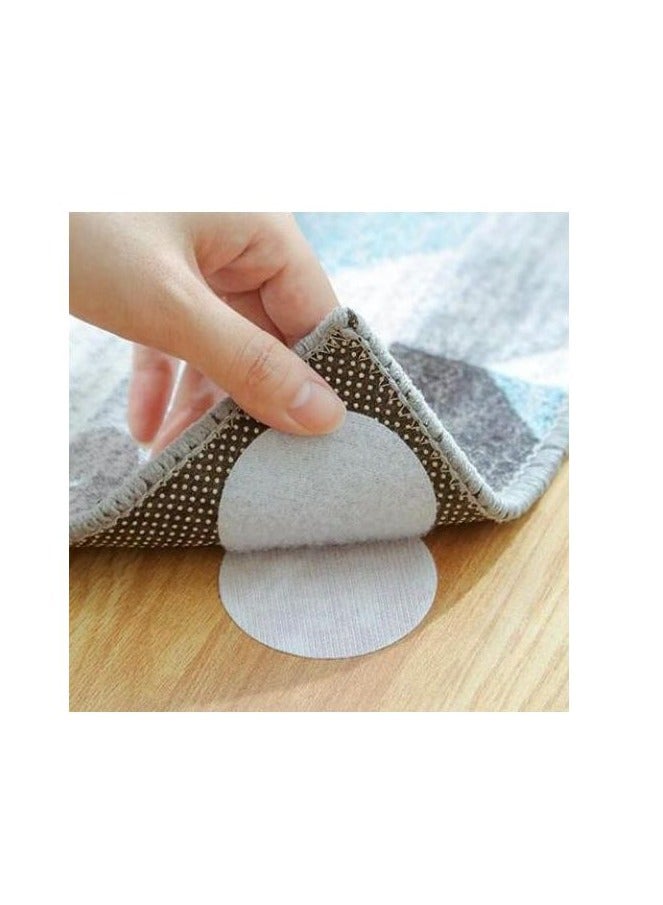 Anti Slip Tri Sticker Reusable Home Floor Rug Carpet Mat Grippers Self adhesive Washable Silicone Grip Sticker Pad 10 Pcs White - Image 1