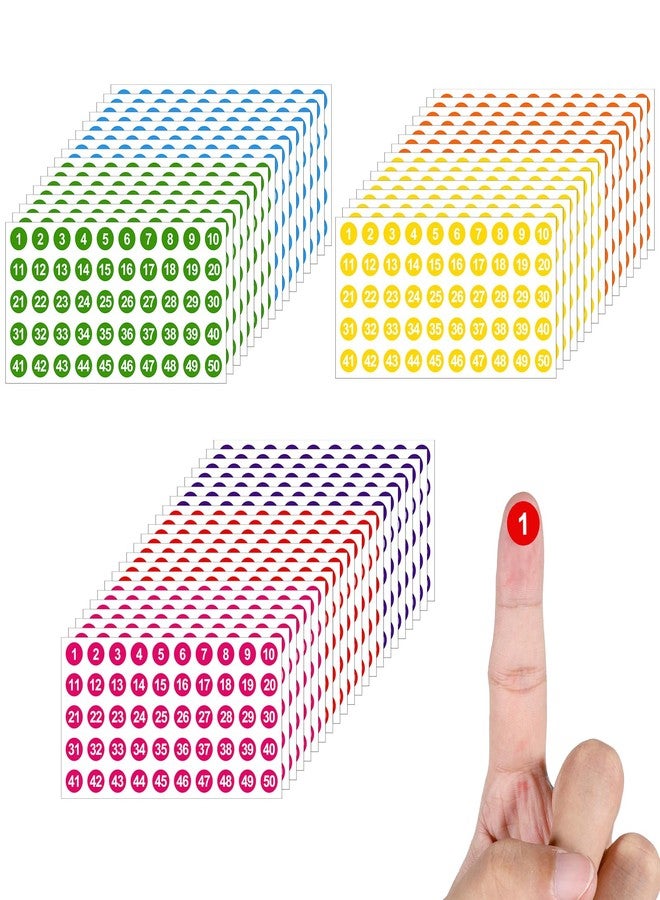 Gtziqa 2500 Pcs 1 to 50 Number Stickers, 50 Sheets Consecutive Colored Round Labels, 0.4" Self-Adhesive Small Decals Numbered Stickers for Indoor Outdoor, Inventory Storage Organizing Boxes DIY (Multicolor) - Image 1