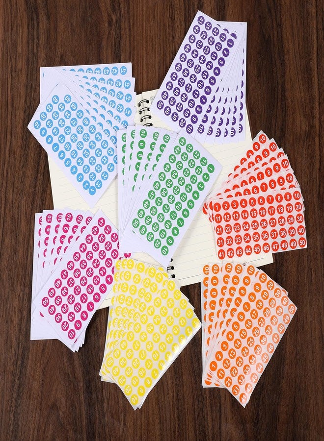 Gtziqa 2500 Pcs 1 to 50 Number Stickers, 50 Sheets Consecutive Colored Round Labels, 0.4" Self-Adhesive Small Decals Numbered Stickers for Indoor Outdoor, Inventory Storage Organizing Boxes DIY (Multicolor) - Image 2