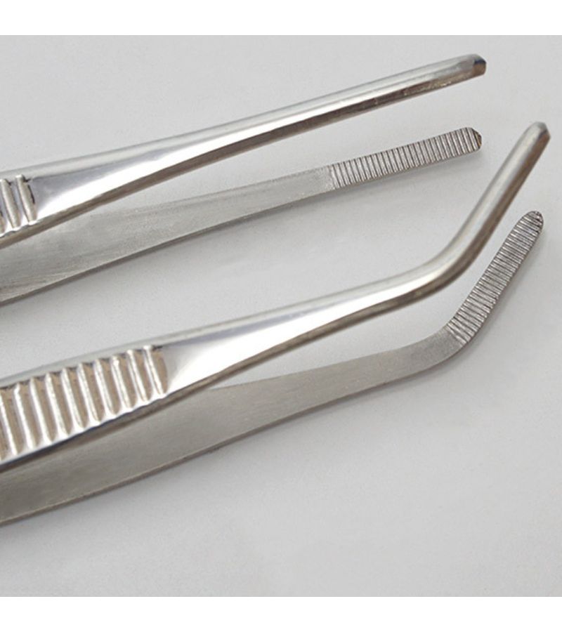 2pcs Precision Stainless Steel Tweezers Straight Head and Elbow for Crafts - Image 5