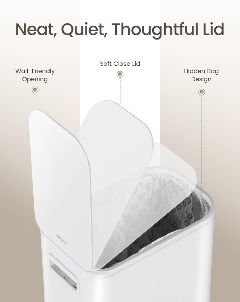 Cesun Small Bathroom Trash Can with Lid Soft Close, Step Pedal, 5 Liter / 1.3 Gallon Stainless Steel Garbage Can with Removable Inner Bucket, Waste Basket for Bathroom, Bedroom (White) - Image 4