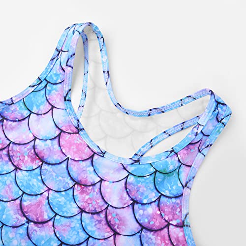 Uhnice Girls Swimsuit Two Piece Tankini Swimwear with Boyshort (Mermaid Blue, 3XL/10-11 Years) - Image 3