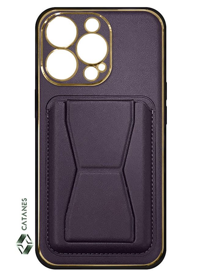 CATANES iPhone 14 Pro Case Cover Kickstand And Wallet Case Purple - Image 3