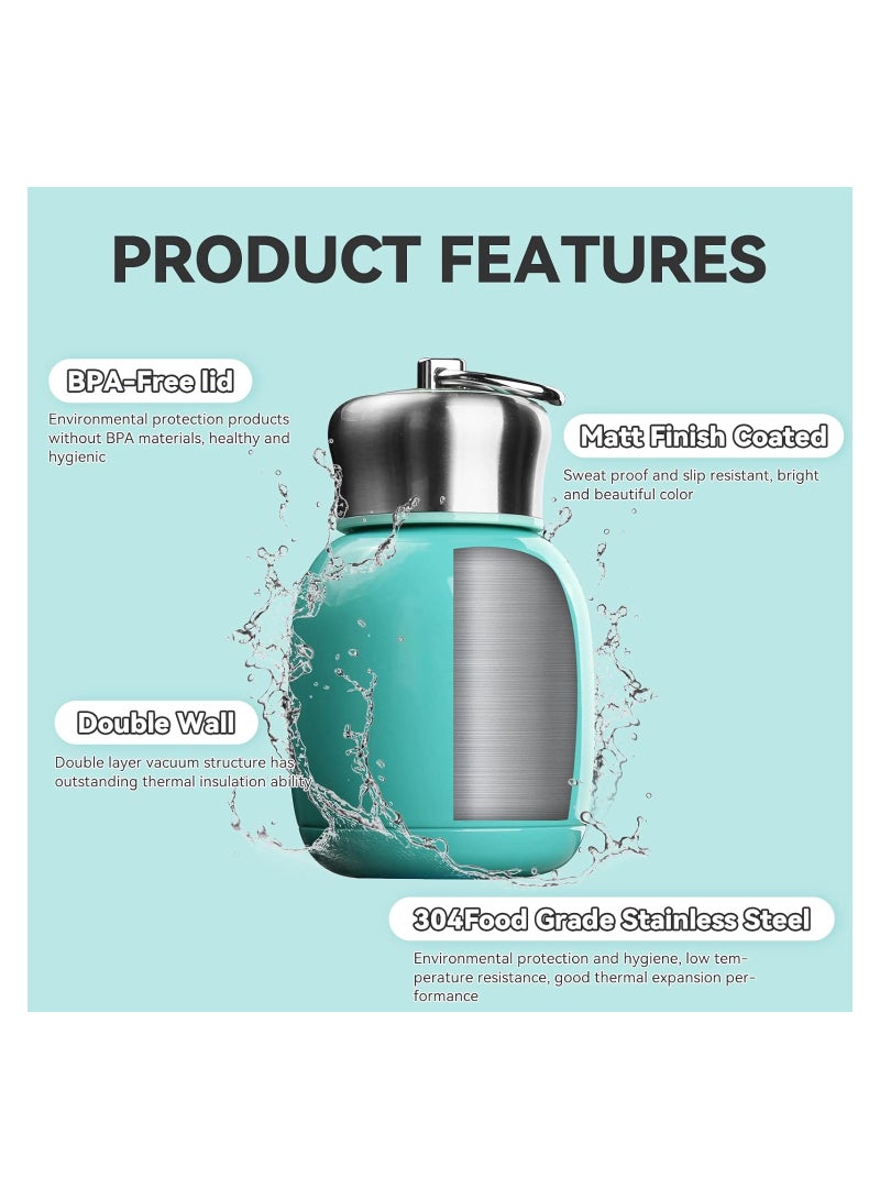 Zikra Mini Insulated Water Bottles, 200ml/7oz Stainless Steel Water Bottle Small Portable Water Bottle Tumbler Vacuum Cup for Boys, Girls, School, Office, Camping,  Mini Sport Thermo (Teal) - Image 3