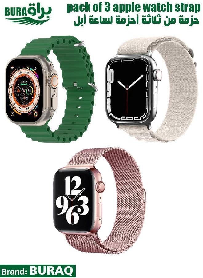 BURAQ - Apple Watch Band Strap For Apple Watch Ultra 2/Ultra 49mm, Series 10 46mm, 9/8/7 45mm, SE2/SE/6/5/4 44mm, 3/2/1 42mm - Image 1