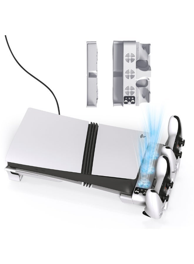 STARTRC GAMES Horizontal Cooling Fan Stand with Controller Charging for PS5 Pro/PS5 Slim, Triple Fan Cooling Base Compatible with PS5 Pro Slim Console Horizontal Placement - Image 1