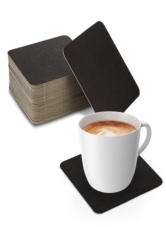 MT Products Black Square Drink Coasters 4" - Disposable Drink Absorbent (Pack of 50) - Made in the USA - Image 1