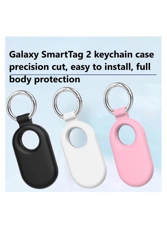 for Samsung Galaxy SmartTag2 Case, 2 Pack Full-Body Shockproof Protection Silicone Case for Galaxy Smart Tag 2 with Key Ring for Keys, Wallet, Luggage, Backpacks, Pets