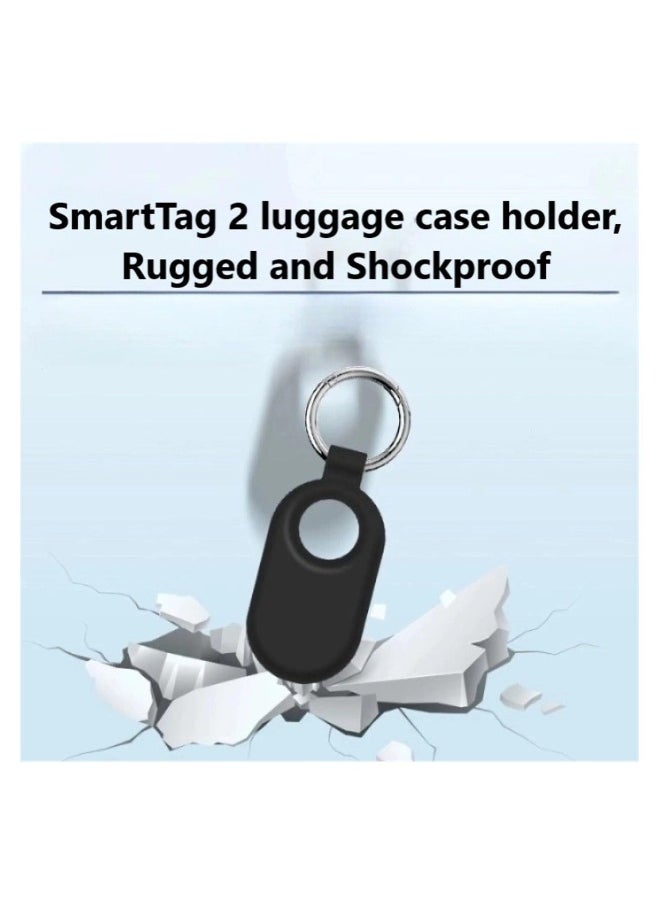for Samsung Galaxy SmartTag2 Case, 2 Pack Full-Body Shockproof Protection Silicone Case for Galaxy Smart Tag 2 with Key Ring for Keys, Wallet, Luggage, Backpacks, Pets