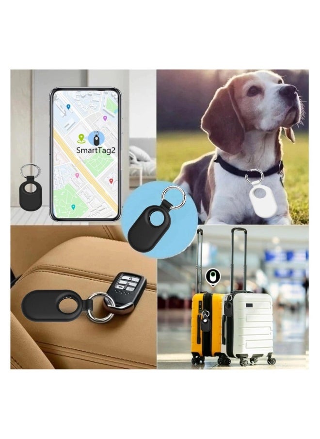for Samsung Galaxy SmartTag2 Case, 2 Pack Full-Body Shockproof Protection Silicone Case for Galaxy Smart Tag 2 with Key Ring for Keys, Wallet, Luggage, Backpacks, Pets