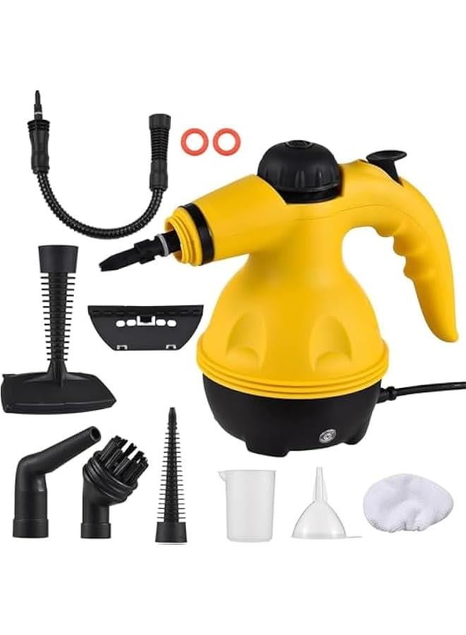 MIXDE Portable Handheld Steam Cleaner 1000W Multifunctional High Temperature Pressurized Steam Cleaning Machine with 9PCS Accessory for Kitchen Sofa Bathroom Car Window (Yellow) - Image 1