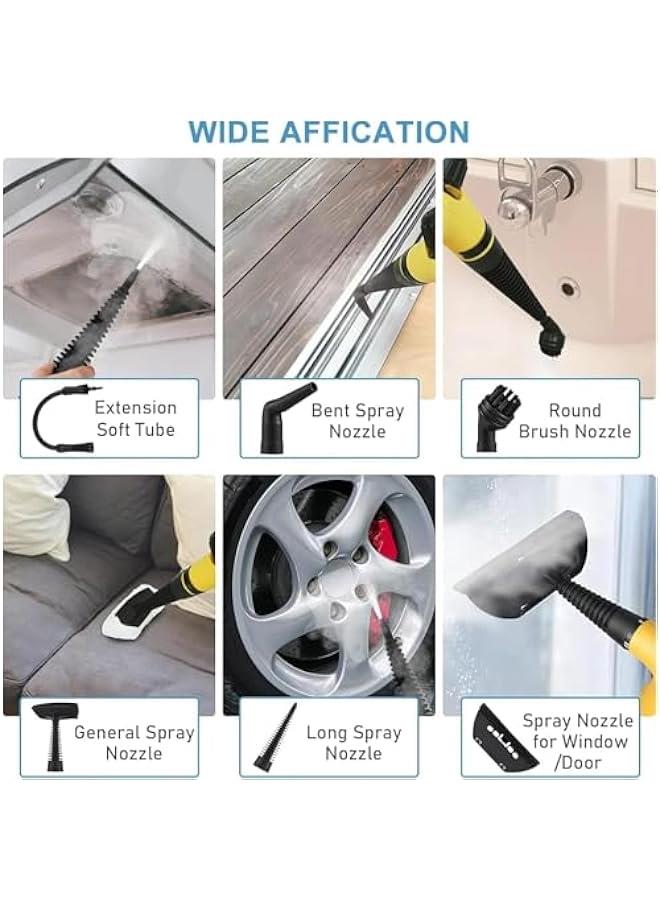 MIXDE Portable Handheld Steam Cleaner 1000W Multifunctional High Temperature Pressurized Steam Cleaning Machine with 9PCS Accessory for Kitchen Sofa Bathroom Car Window (Yellow) - Image 3
