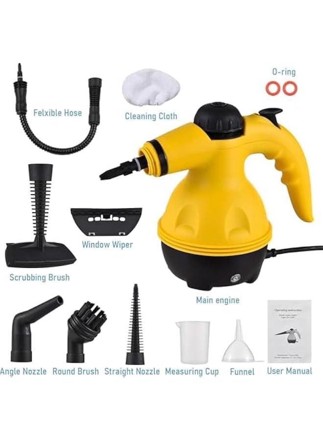 MIXDE Portable Handheld Steam Cleaner 1000W Multifunctional High Temperature Pressurized Steam Cleaning Machine with 9PCS Accessory for Kitchen Sofa Bathroom Car Window (Yellow) - Image 4