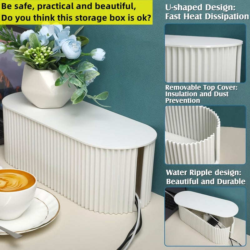 Desktop Power Outlet Storage Box Large Green Safe Tidy Cord Organizer - Image 1