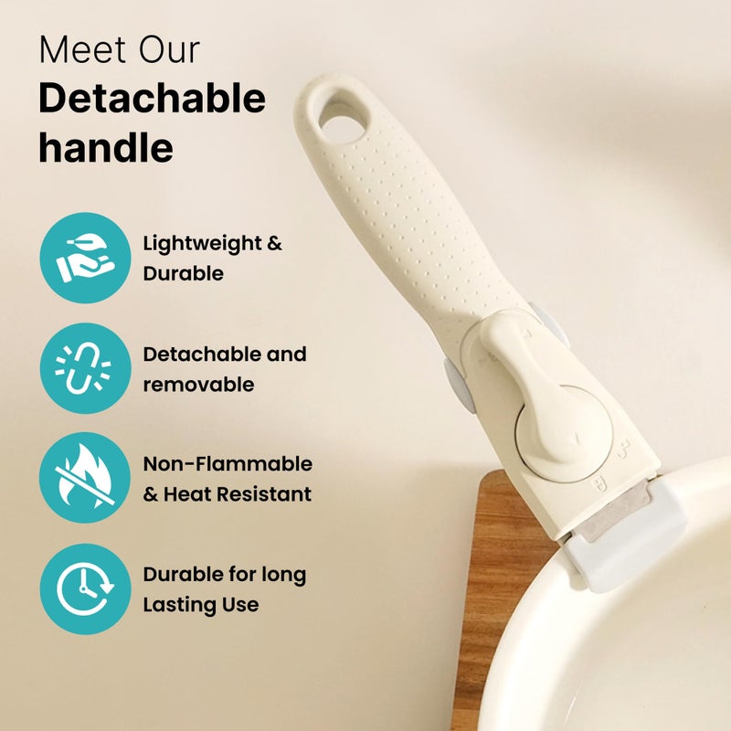 The Better Home Detachable Cookware Handle (1 Pcs) | Removable Pan Handle | Universal Pot Handle Suitable for All Cookware (White) - Image 3