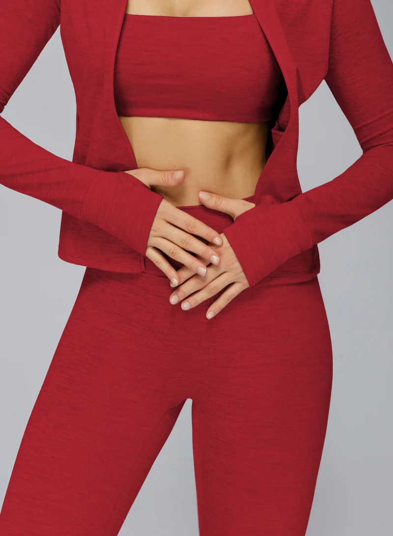 KAWN.YOGA Carmine Red Fitted High-Neck Jacket for Women | Best Price UAE
