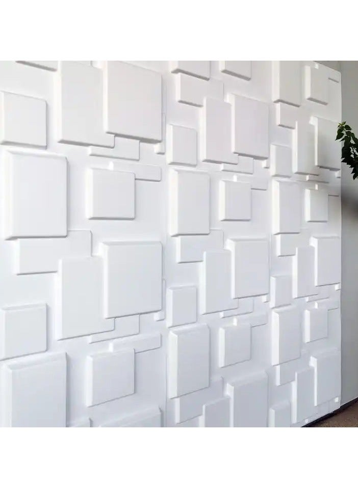 AsolBD Textures 3D Wall Panels White Brick Design,Home Interior Modern Design Pack of 12 Tiles 32 Sq Ft (PVC) (White, 50x50 CM) - Image 2