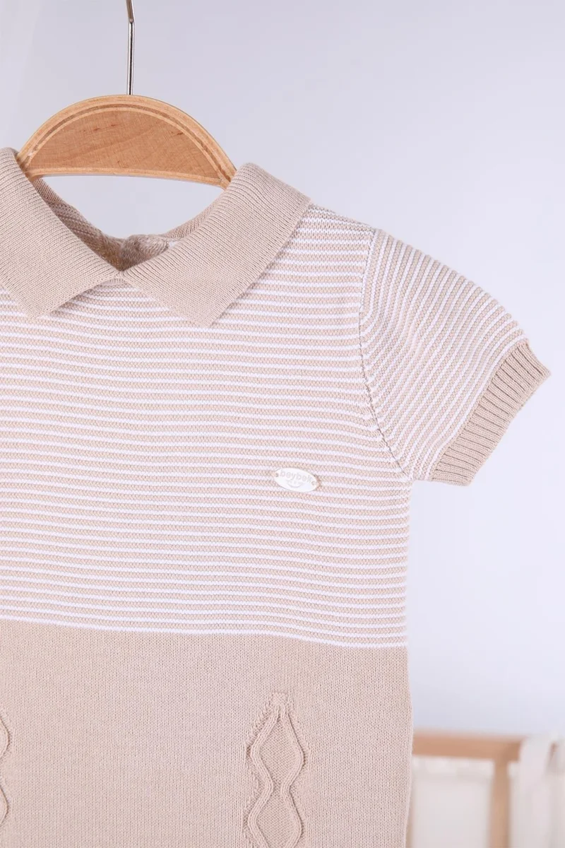 بيبيك Short Sleeve Striped Baby Boy Summer Knitwear Jumpsuit 5502