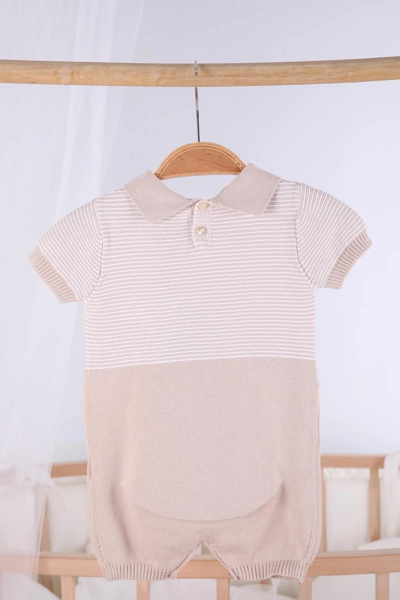 بيبيك Short Sleeve Striped Baby Boy Summer Knitwear Jumpsuit 5502