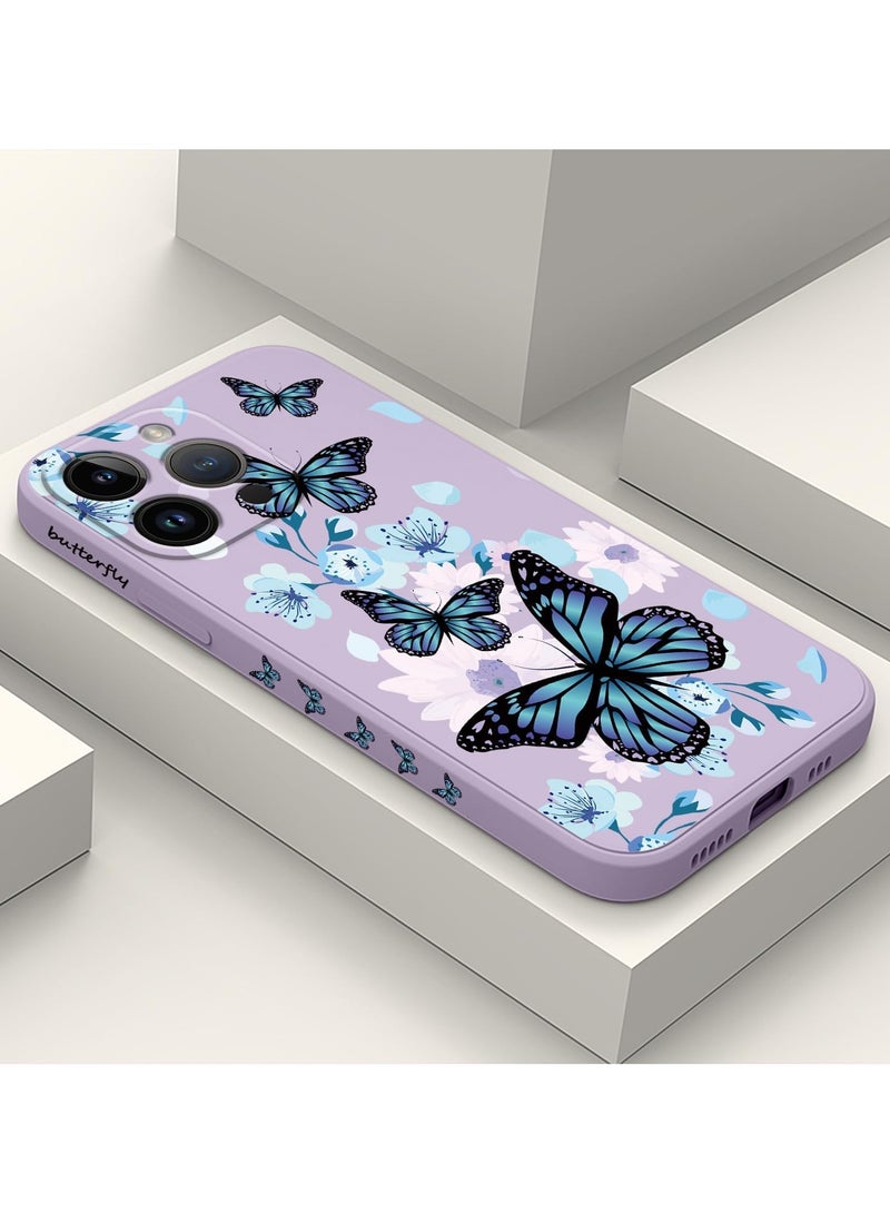 for iPhone 16 Pro Max Case Anti Scratch Microfiber Lining Phone Cover Silicone Ultra Slim Case for iPhone 16 Pro Max 6.9 inch-Aurora Butterfly Purple - Image 2