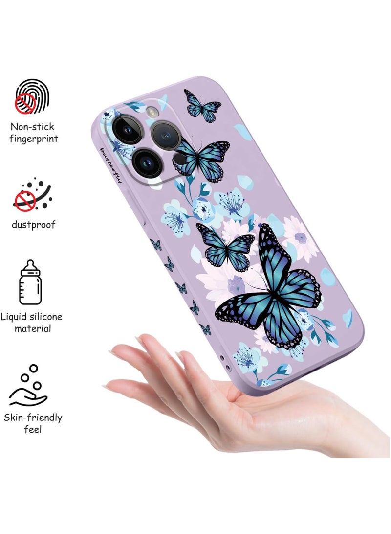 for iPhone 16 Pro Max Case Anti Scratch Microfiber Lining Phone Cover Silicone Ultra Slim Case for iPhone 16 Pro Max 6.9 inch-Aurora Butterfly Purple - Image 5