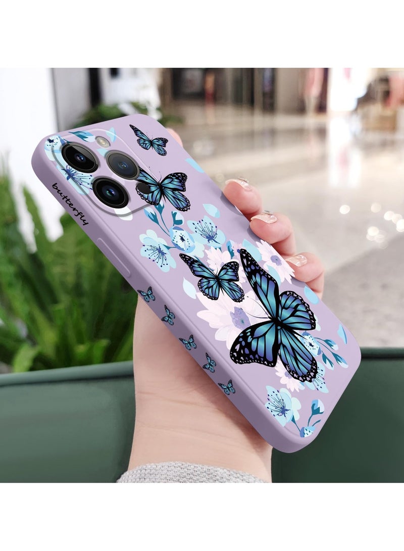 for iPhone 16 Pro Max Case Anti Scratch Microfiber Lining Phone Cover Silicone Ultra Slim Case for iPhone 16 Pro Max 6.9 inch-Aurora Butterfly Purple - Image 3