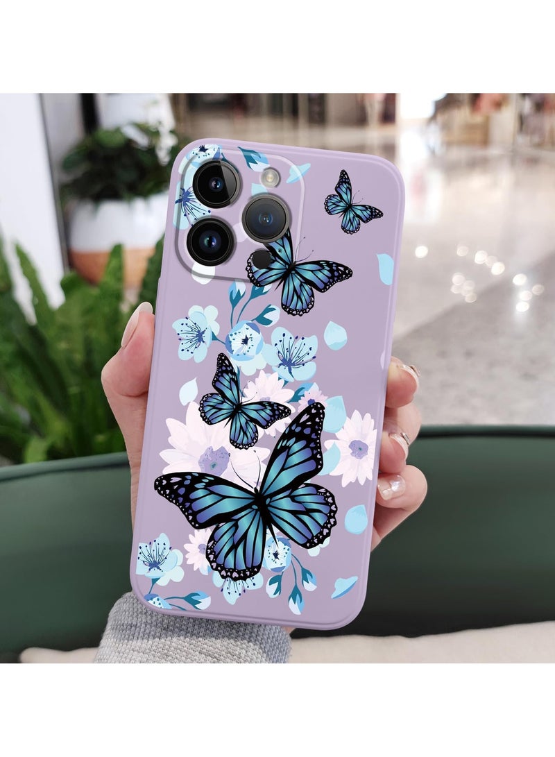 for iPhone 16 Pro Max Case Anti Scratch Microfiber Lining Phone Cover Silicone Ultra Slim Case for iPhone 16 Pro Max 6.9 inch-Aurora Butterfly Purple - Image 4