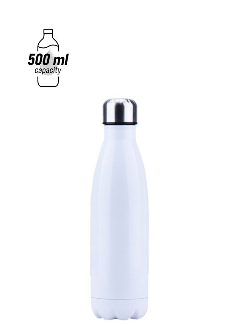 NIBEMINENT Stainless Steel Vacuum Insulated Water Bottle White/Silver - Image 1