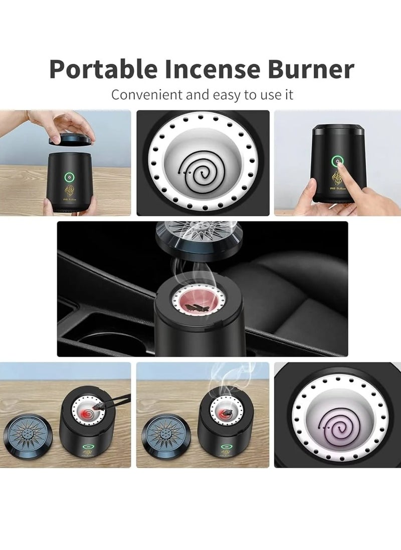 عود بخور مبخرة كهربائية ملونة جديدة مع أضواء LED باللون الأسود  - Image 3
