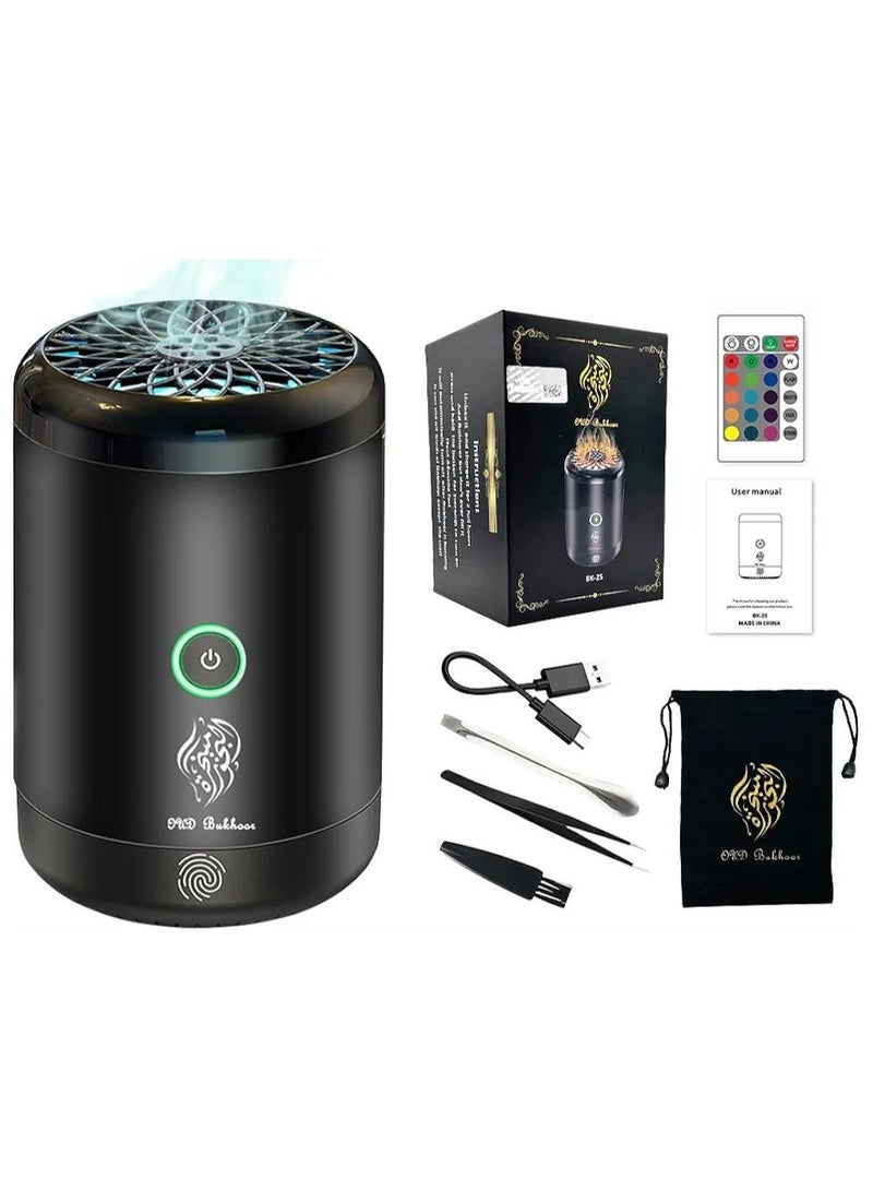 عود بخور مبخرة كهربائية ملونة جديدة مع أضواء LED باللون الأسود - Image 5