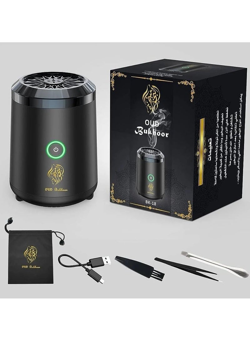 Oud Bukhoor New Colorful Electric Incense Burner with LED Lights Black - Image 4