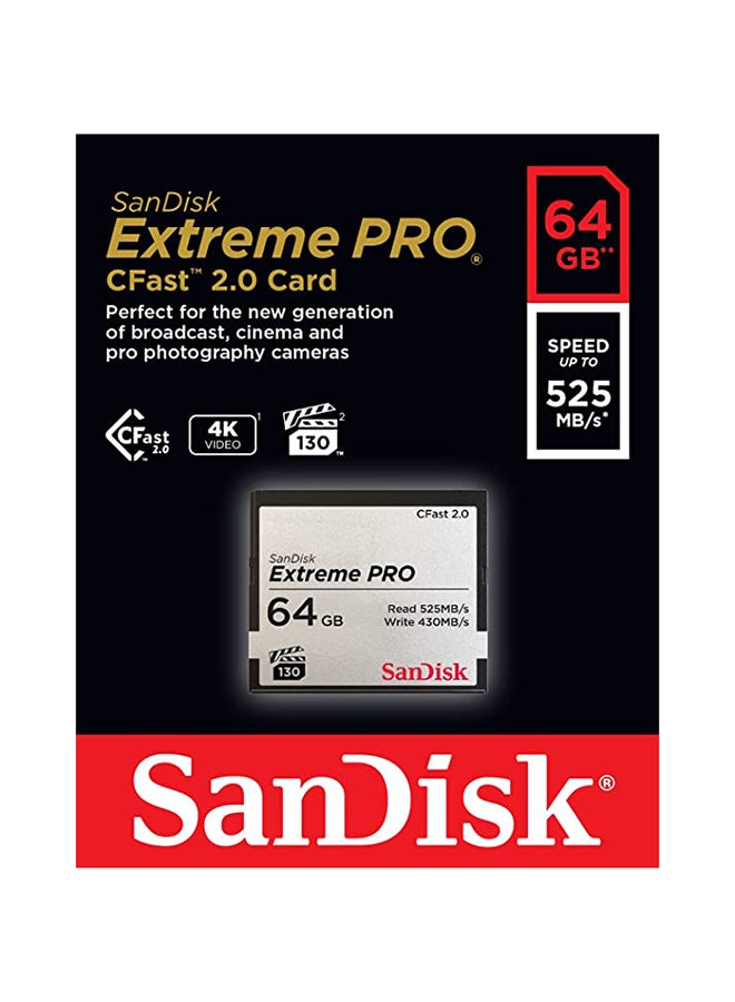 sandisk Extreme PRO CFAST 2.0 Card – Speed Up To 525MB/s - 64 GB SDCFSP-064G-G46D - Image 2