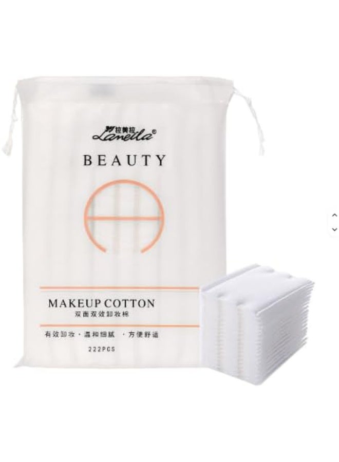 Soft Gauze Cotton Pads for Makeup Removal and Skin Care - 222 Pcs Premium Non-Woven Fiber Cotton Pads for Gentle Cleaning and Silky Touch - Image 1