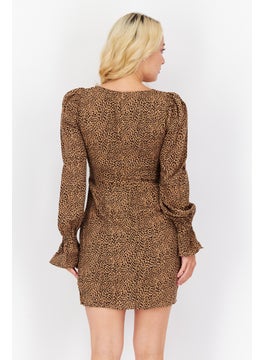 In the style Women Animal Print Mini Casual Dress, Tan  - Image 4