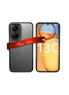 Wtech Silicone With Translucent Back Raised Lips Camera Protection Case Cover For Xiaomi Redmi 13C 4G 2023 / Xiaomi Poco C65 4G 2023 Black  - Image 1