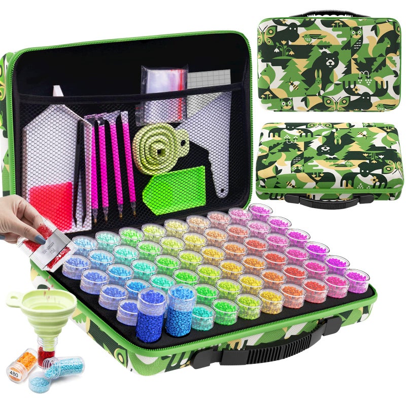 ARTDOT 60 Slots Storage Container for Diamond Art Kits for AdultsPortable Diamond Painting Storage Box with Accessories and Tools