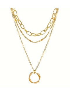 Home Clearance Sale A Stylish Multi-layer Chain Necklace With A Golden Pendant, Perfect For A Golden Personality.  - Image 5