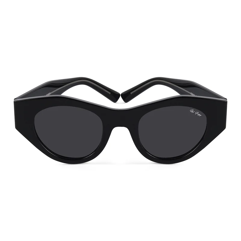 Woggles Red Pappy Jitter Black Polarized Round Sunglasses
