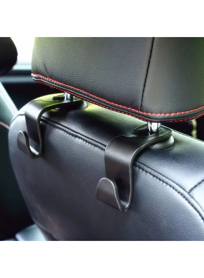 Black 2pcs Heavy Duty Car Seat Back Hooks Multi Functional Storage Clips Vehicle Organizer - Image 1