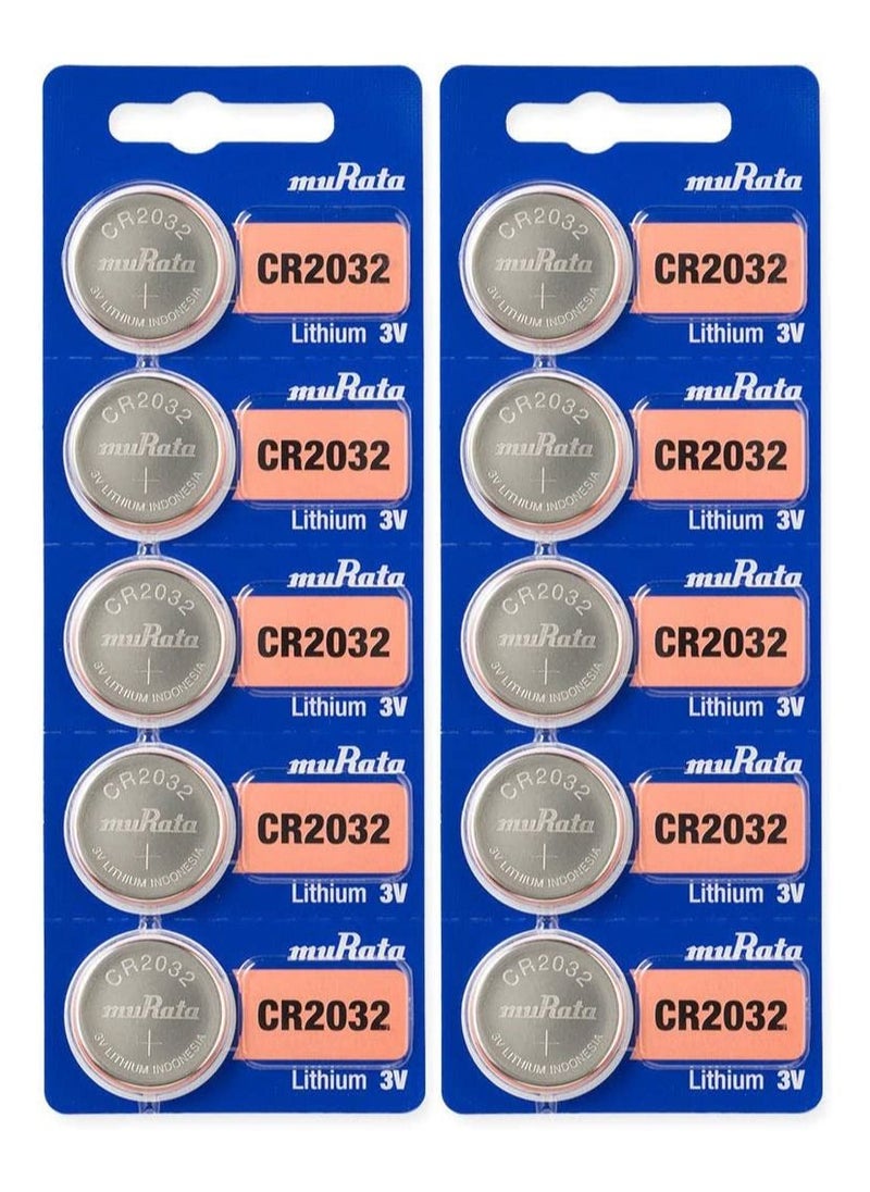 muRATA - CR2032 Lithium 3V Coin Cell 10 Batteries Made in Japan - Image 1