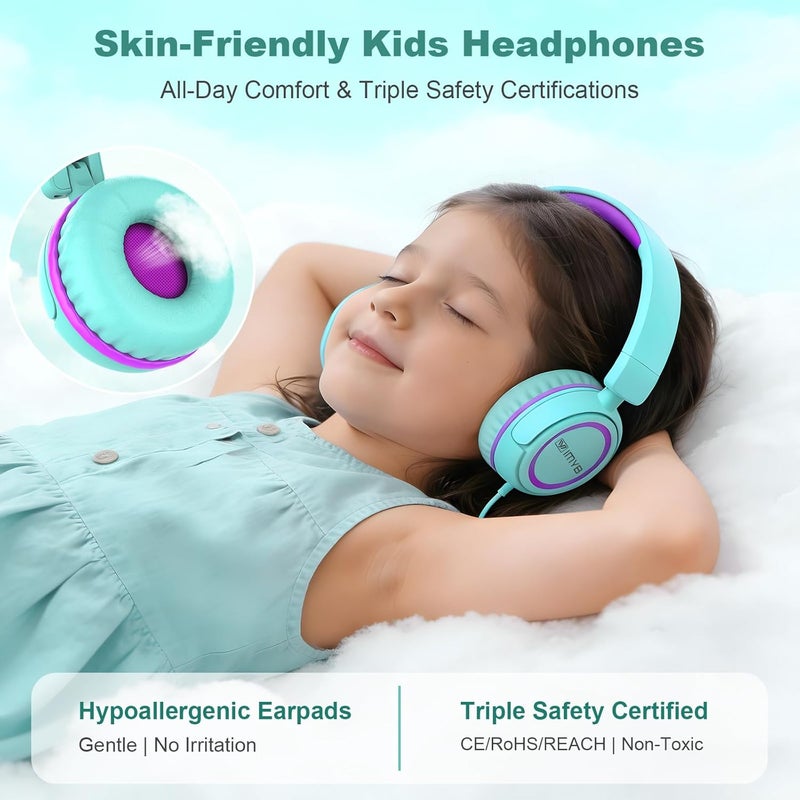 IMYB Kids Headphones - Over-Ear Headphones for Kids/Children/Teens/Boys/Girls/Smartphones/School/Kindle/Airplane Travel/Plane/Tablet, Lightweight Headset with Aux 3.5mm Jack Connection - Image 4