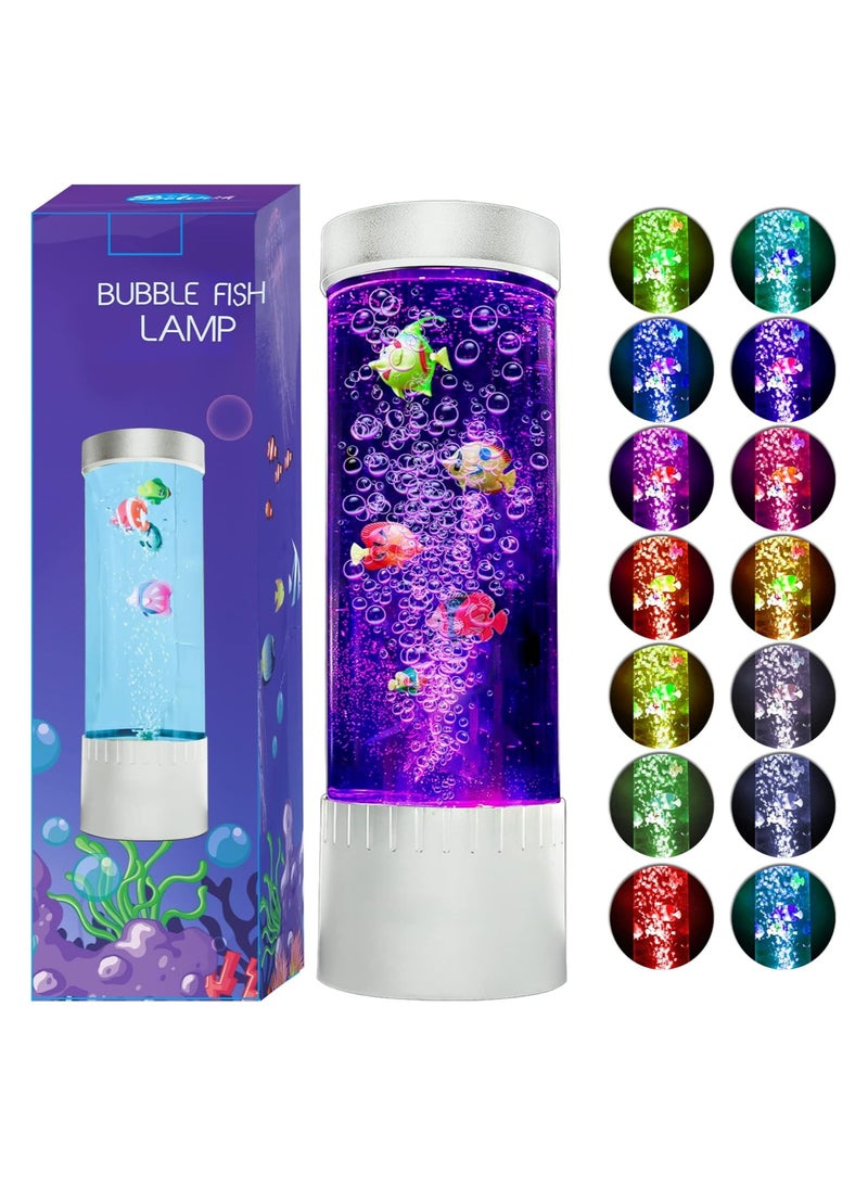 LED Mini Colour Changing Aquarium Light With Desktop Bubble Fish Lamp  Relaxing Tank With Bubbles Mood Soothing And  Calming Sensory Tubes With Floating Jelly Fish And Sea Horse - Image 1