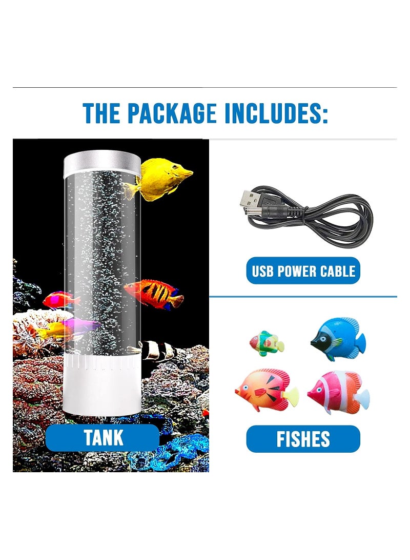 LED Mini Colour Changing Aquarium Light With Desktop Bubble Fish Lamp  Relaxing Tank With Bubbles Mood Soothing And  Calming Sensory Tubes With Floating Jelly Fish And Sea Horse - Image 2