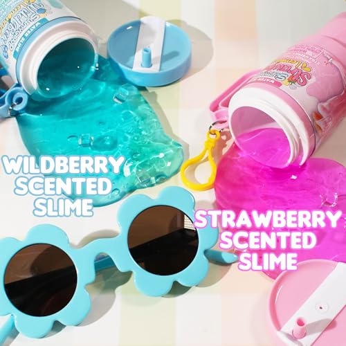 SLIMYGLOOP طقم أكواب الليمونادة، 2-عبوة من السلايم المعطر - توت أزرق وفراولة وردية، هدايا حفلات سلايم للأطفال (8-12)، مجموعة - Image 3